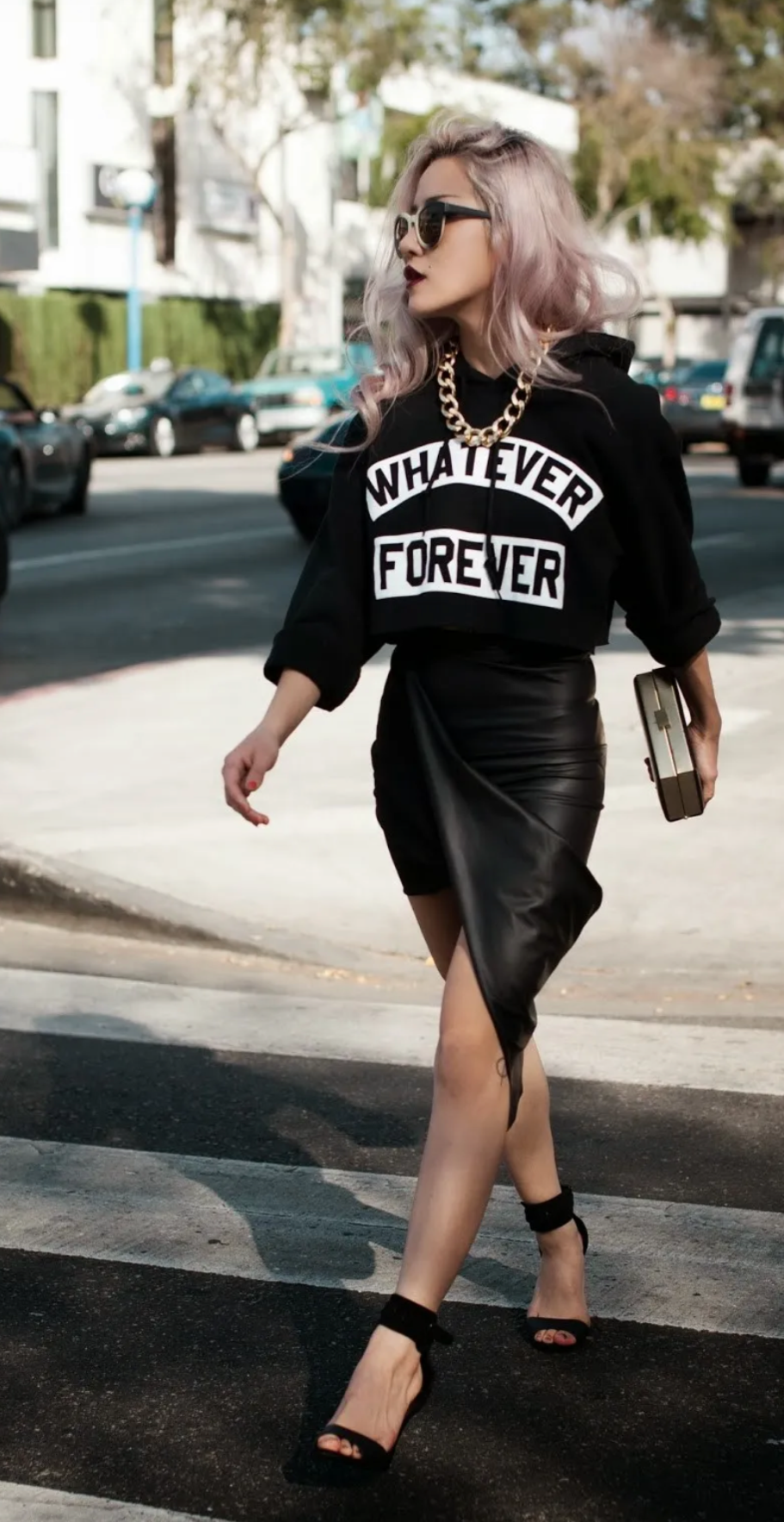 Whatever Forever Slogan Printed Sweatshirt