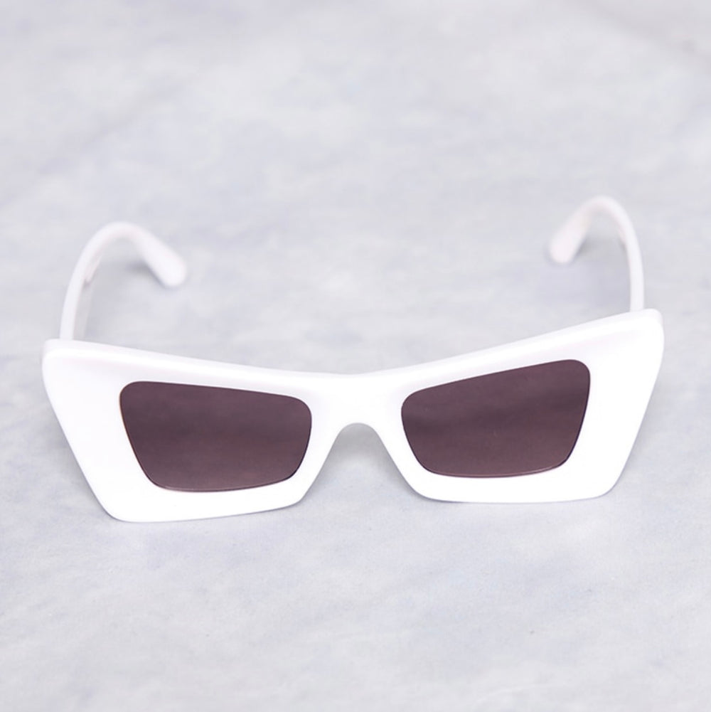 White Dimensional Cat Eye Sunglasses