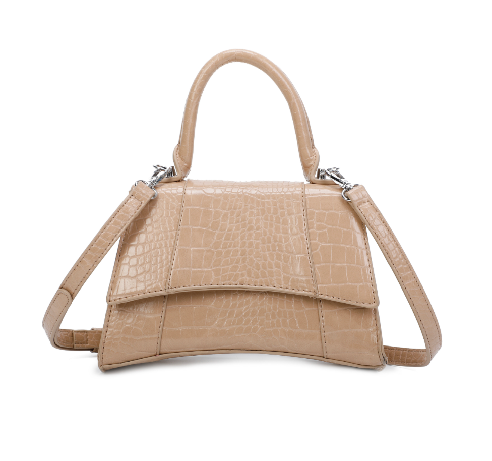 Beige Mock Croc Cross Body Bag